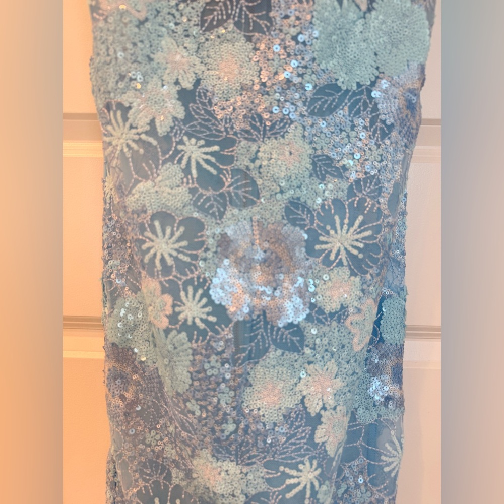 NWOT BRONX AND BANCO Farah Ocean Blue Sequin Multi Strapless Maxi Dress - Picture 9 of 16